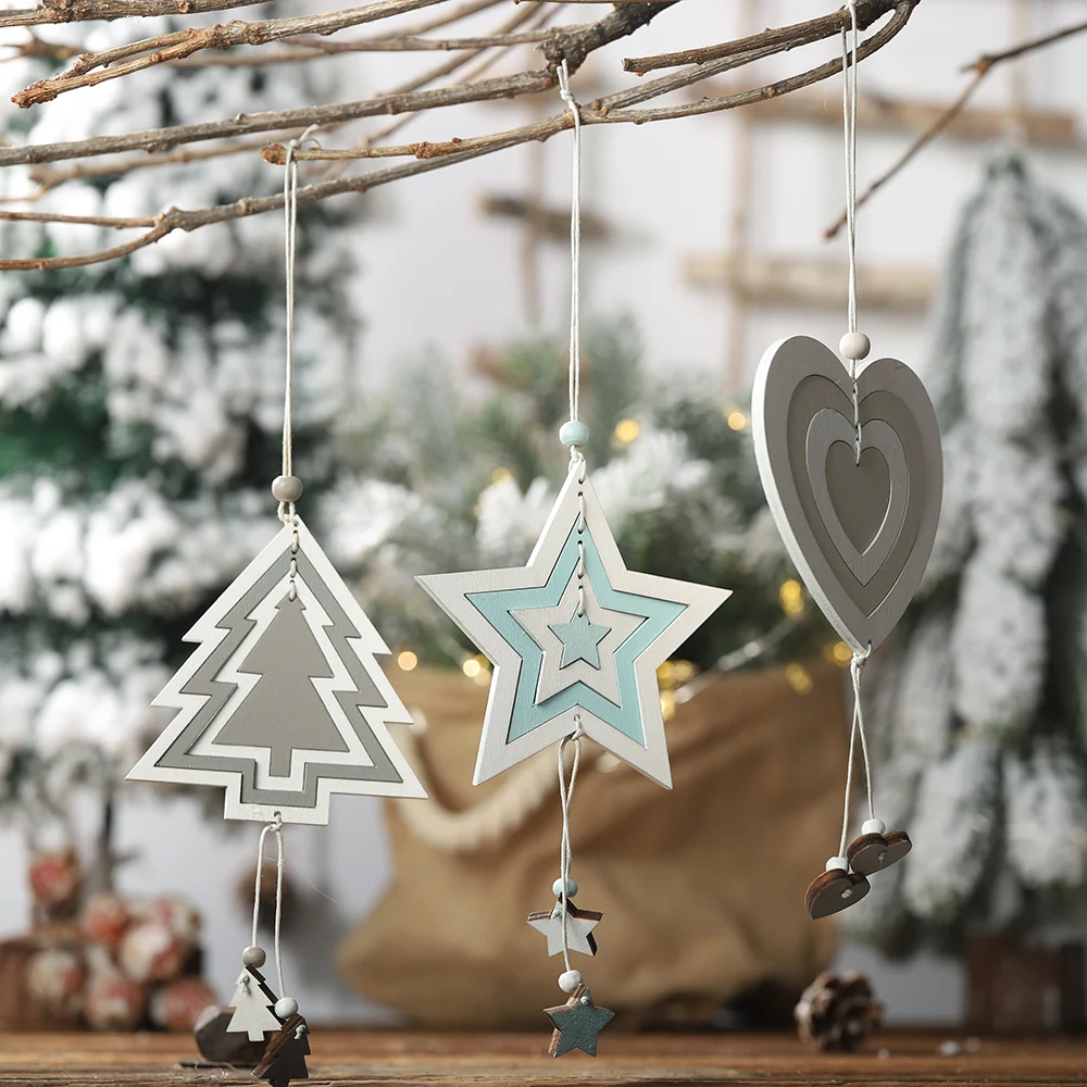 44 типа украшения для рождественской елки, орнамент Санта Клаус, лось, звезда, деревянная подвесная подвеска, Рождественский Декор для рождественской вечеринки для дома