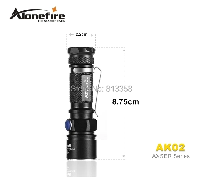 Бесплатная доставка alonefire классический ak02 axser серии CREE XM-L2 LED 3 режима Легкий Мини светодиодный фонарик