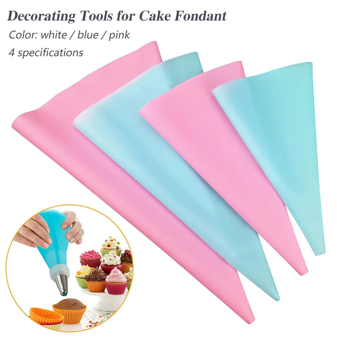 

YaoChen 1pcs Confectionery Bag Silicone Icing Piping Cream Pastry Bag Nozzle DIY Cake Decorating Baking Decorating Tools