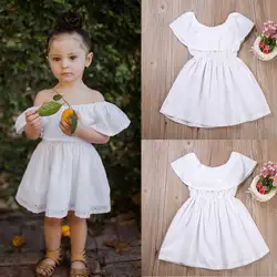 Платье для маленьких девочек Детские В стиле принцессы с оборками с открытыми плечами СР вечернее платье