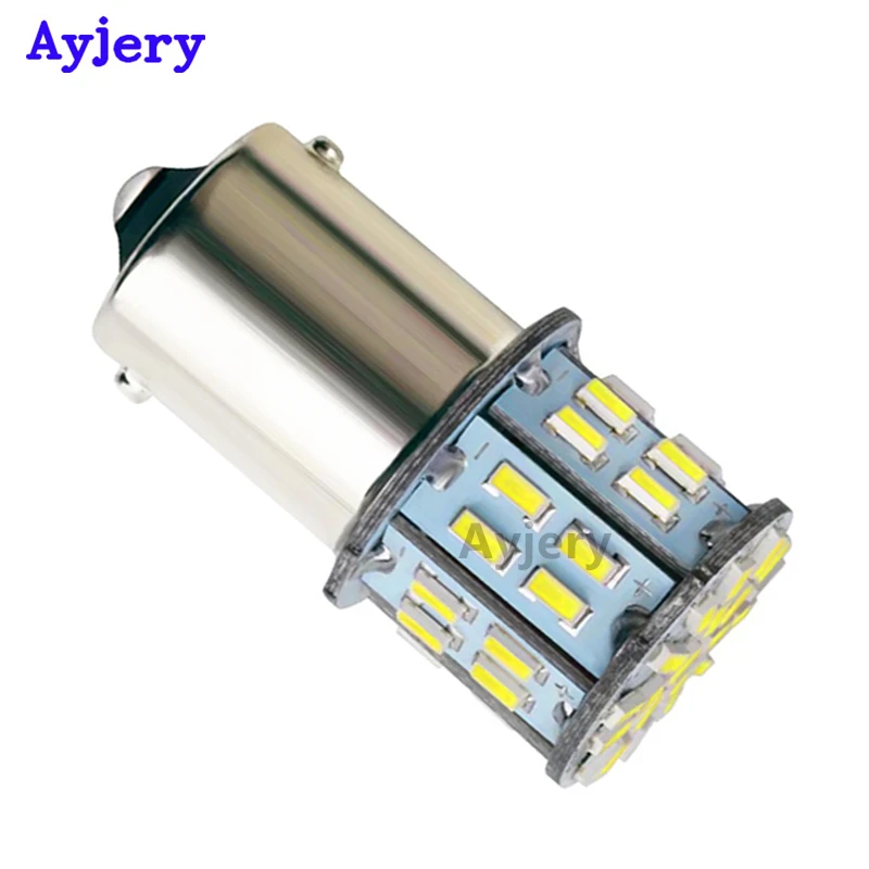 AYJERY 100 шт. S25 1156 BA15S 1206 50 SMD 3014 Светодиодная автомобильная лампа P21W поворотный