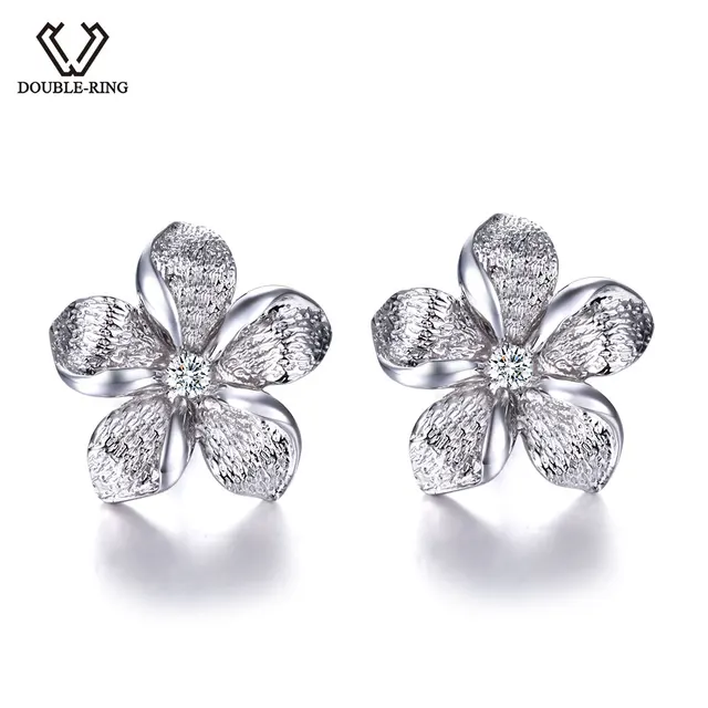 Double R Created White Topaz Stud Earrings Soild 925 Sterling Silver Double R Created White Topaz Stud Earrings Soild 925 Sterling Silver For Women Fine