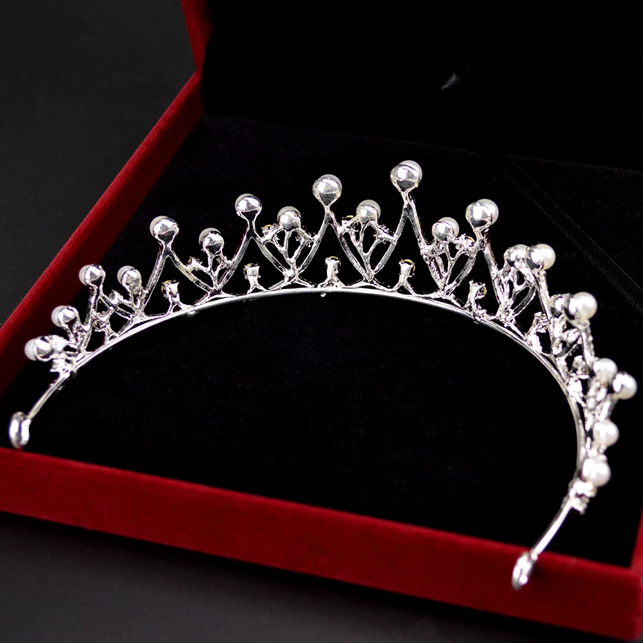 Роскошные Популярные Простые корона с жемчугом и стразами принцесса ужин вечерние аксессуары для волос свадебная тиара аксессуары