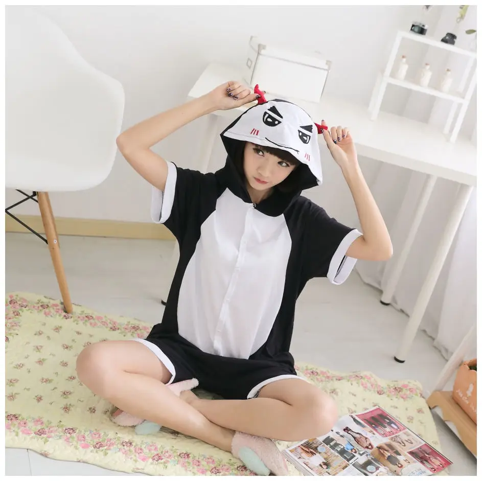 Anime-pajamas-Demon-men-women-adult-short-sleeve-cotton-pajamas-cartoon-animal-summer-unisex-cosplay-kigurumi