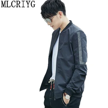 

2019 Summer Autumn Casual New Fashion Slim Bomber Jacket Men Overcoat Baseball Patchwork Jackets Tops Plus Size M-6XL LX197