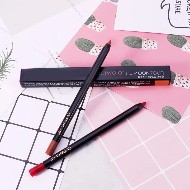 

12 Colors Pencil Waterproof Smooth Matte and Long Lasting Ultra Fine Lip Pencil Lip Make Up Cosmetic E1