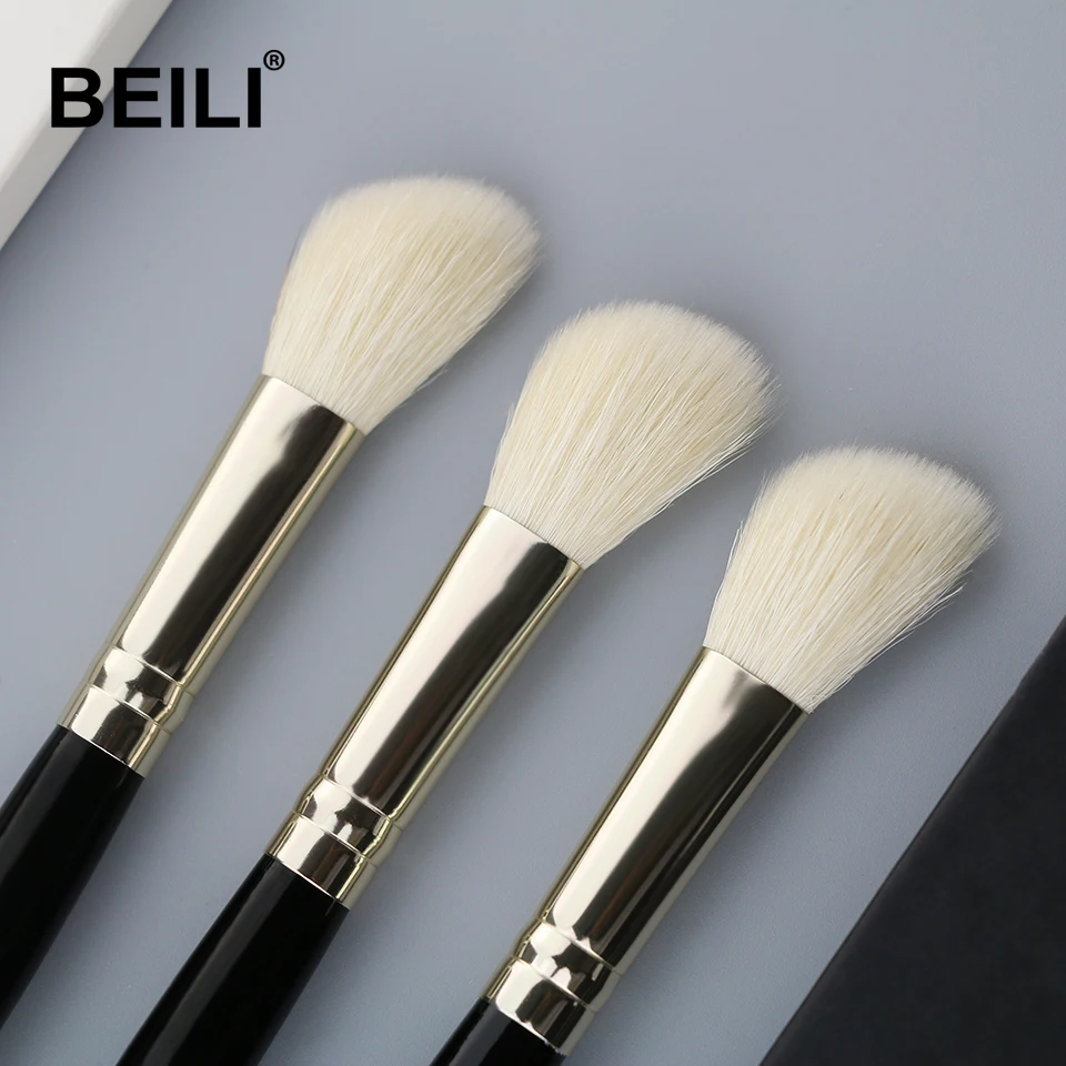 BEILI 1 шт. козья шерсть черная ручка серебряный наконечник Контурные отдельные Кисточки для макияжа 04