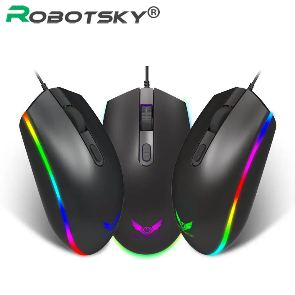 

RGB Wired Gaming Mouse LED Optical Professional Wire Computer Mouse Gamer Mice for 1600 DPI PC Notebook Laptop E-sports Game