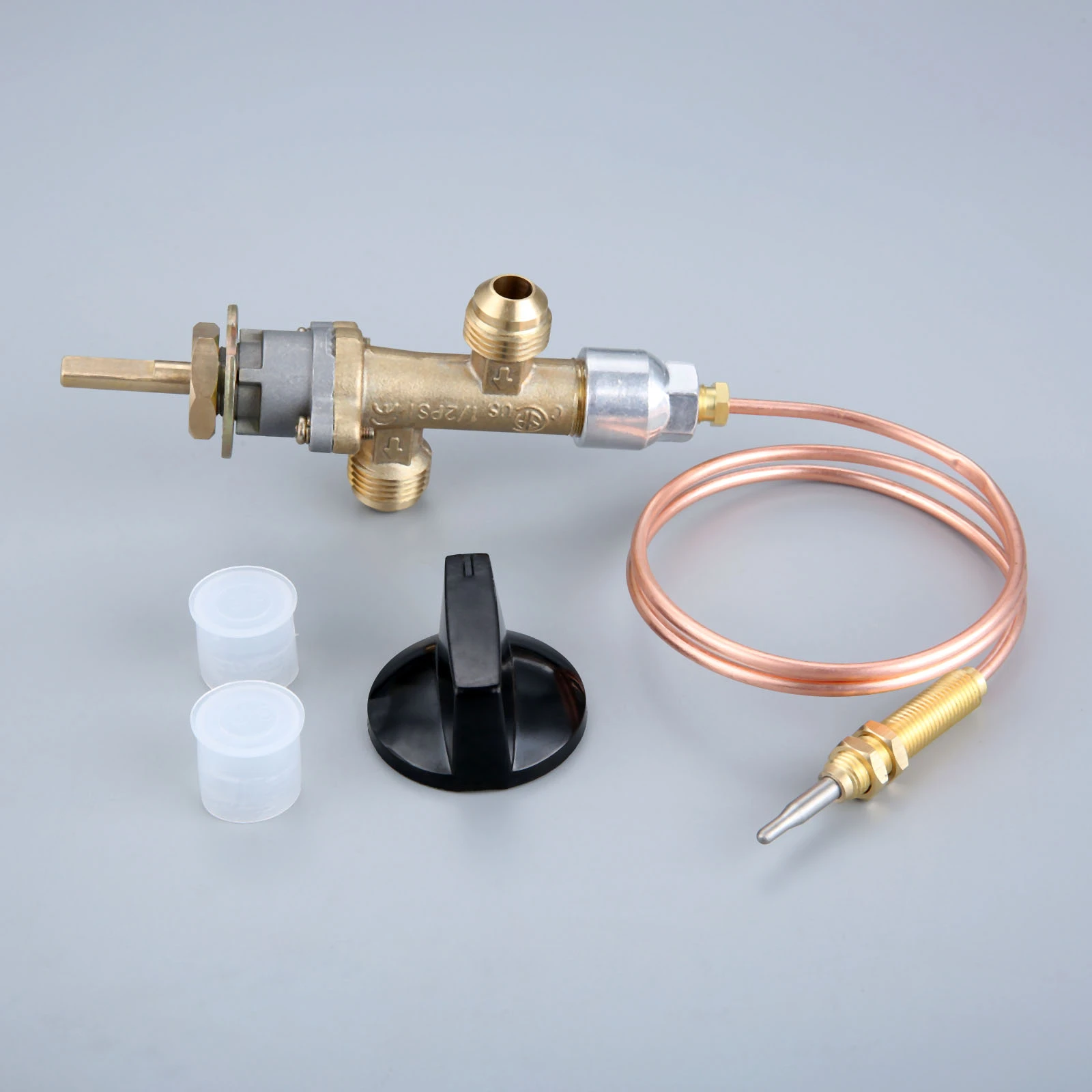 LOVIVER Niederdruck Propangas Sicherheitsregelventil Kit mit Thermoelement Und Knopf für Feuerstelle Heizung Gas Warmwasserbereiter LOVIVER Niederdruck Propangas Sicherheitsregelventil Kit mit Thermoelement Und Knopf für Feuerstelle Heizung Gas Warmwasserbereiter