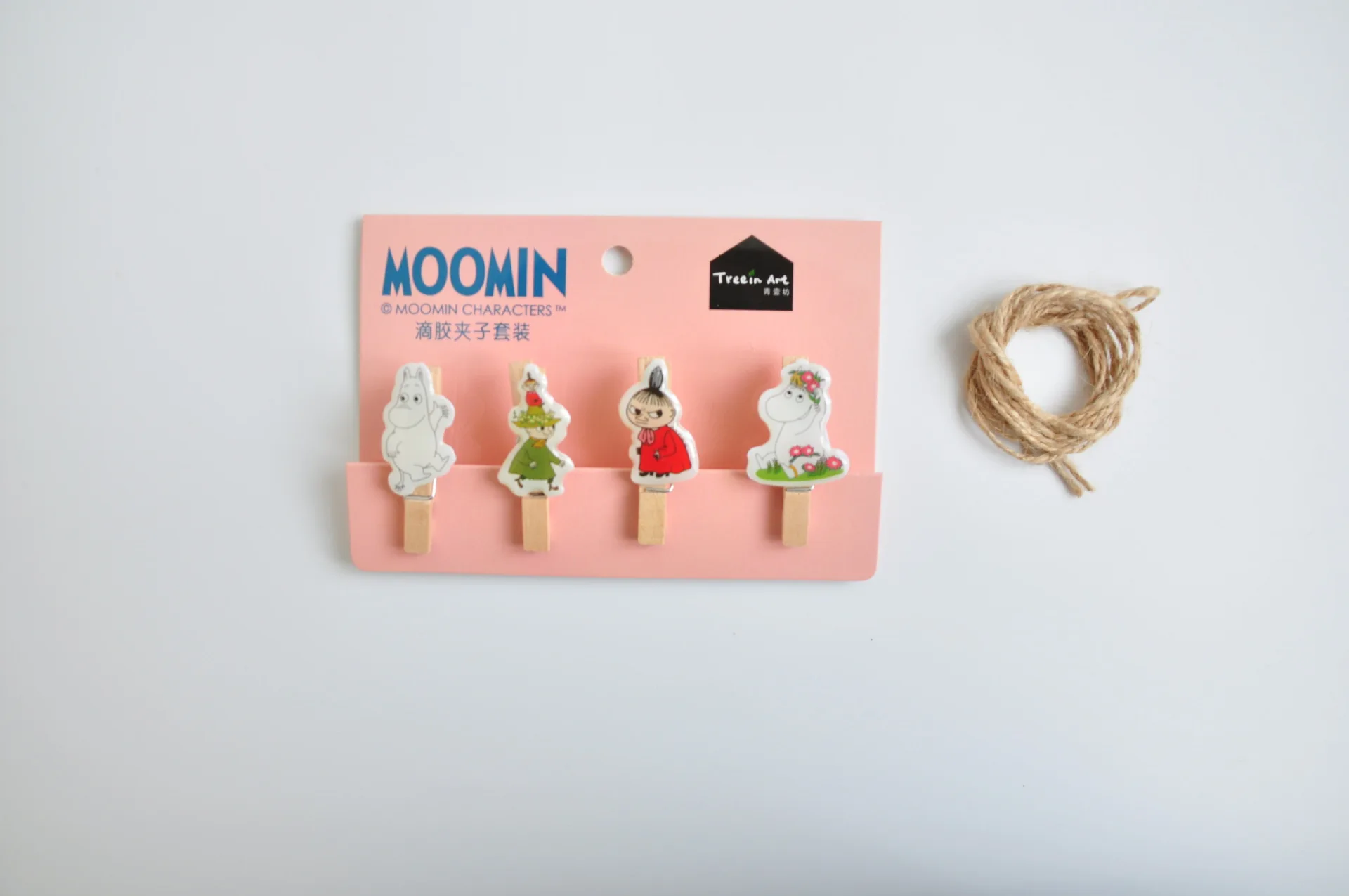 Creative Moomin Series Wooden Photo Clip with Hemp Rope Wall Decoration Message Clip Wedding Decoracion De Fiestas Y Eventos 