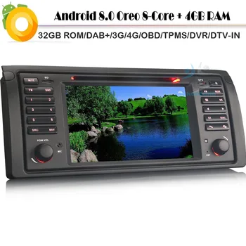 

Octa Core 4G RAM 32GB ROM Android 8.0 Autoradio DAB+Sat Nav WiFi 4G DVD Car GPS Navigation player For BMW 5 Series E39 E53 X3 M5
