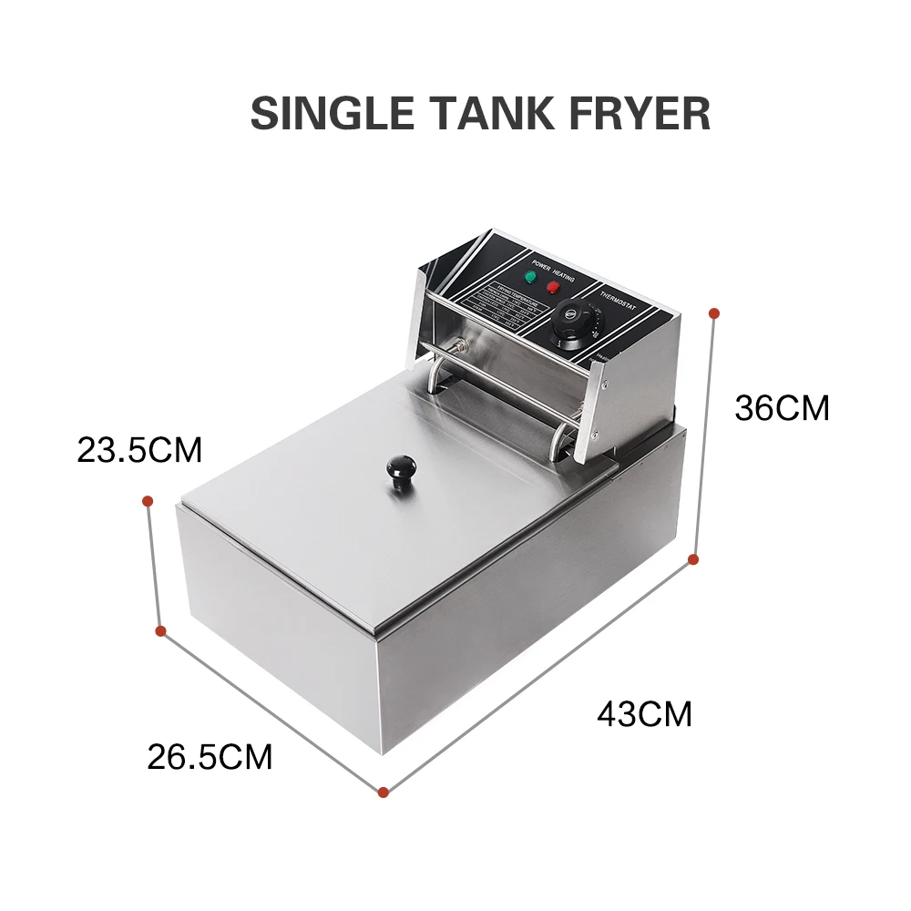 ITOP 8L Professional Electric Deep Fryer Stainless Steel Tray With Basket And Lid 220V / 50Hz For Household Or Commercial Use