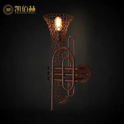 

Creative personality Sax iron wall lamp bar Cafe loft industrial corridor wall wind instrument Retro lighting