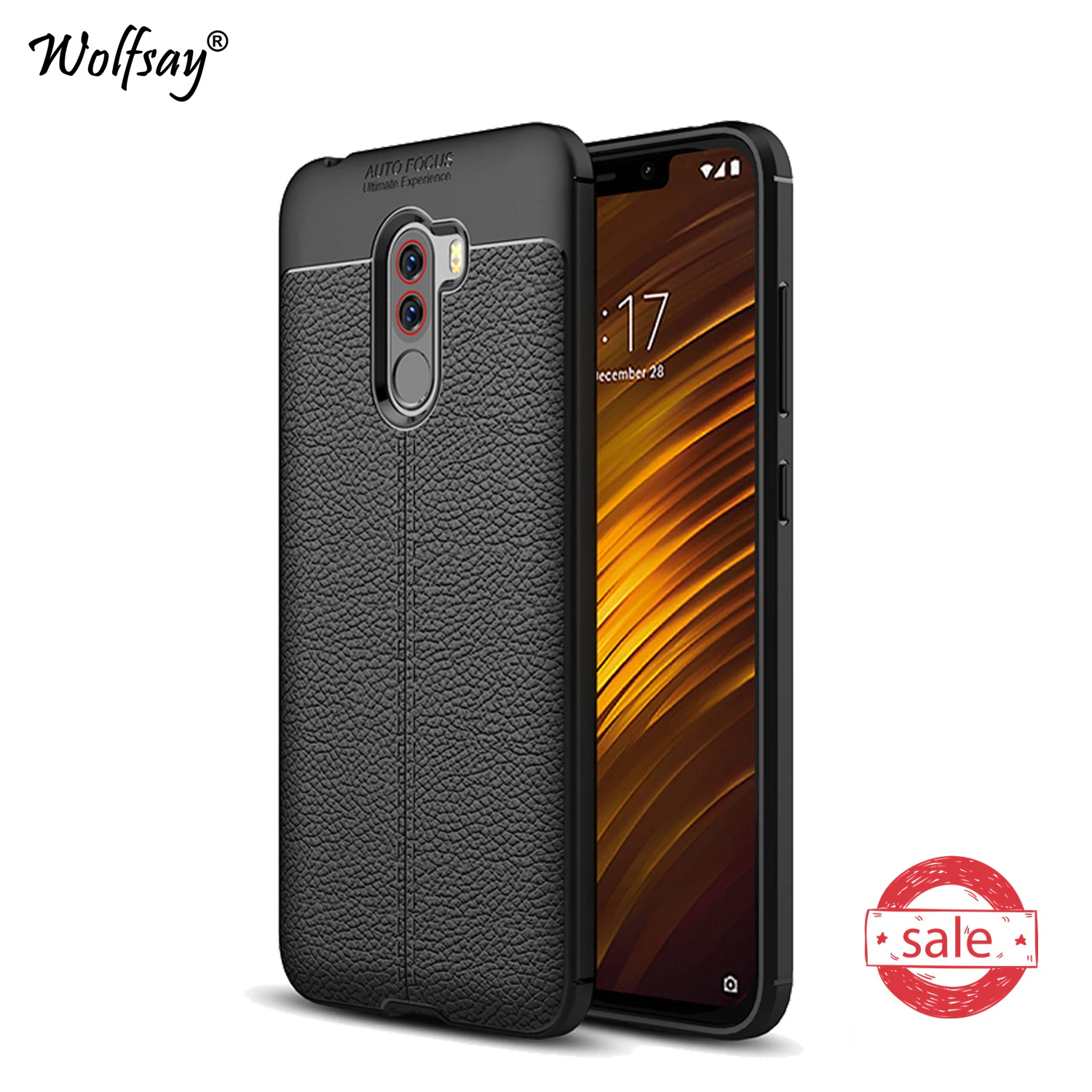 Противоударный мягкий резиновый чехол с узором Личи для Xiaomi Pocophone F1 F1|Бамперы| |