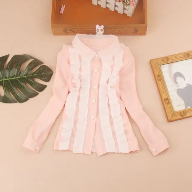 Girls Tops And Blouse 2019 Autumn Kids Baby Girl Clothes Children Clothing School Girl Ruffle Blouse Chiffon Child Shirt 2-16Y - Image 4