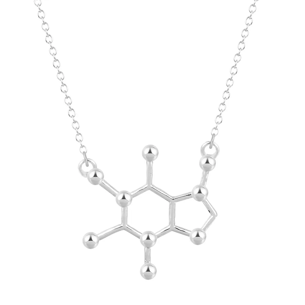 Cxwind новая молекула серотонина химическое ожерелье уникальная подвеска-ожерелье минималистичные молекулы 5-ht ювелирные изделия подарок для девушек - Окраска металла: Silver