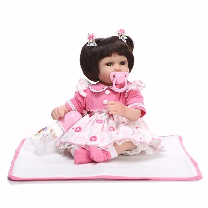

Realistic 42cm handmade Reborn Babies Silicone Dolls modeling bebe ailve bottle+pacifier Toddler kids birthday brinquedos