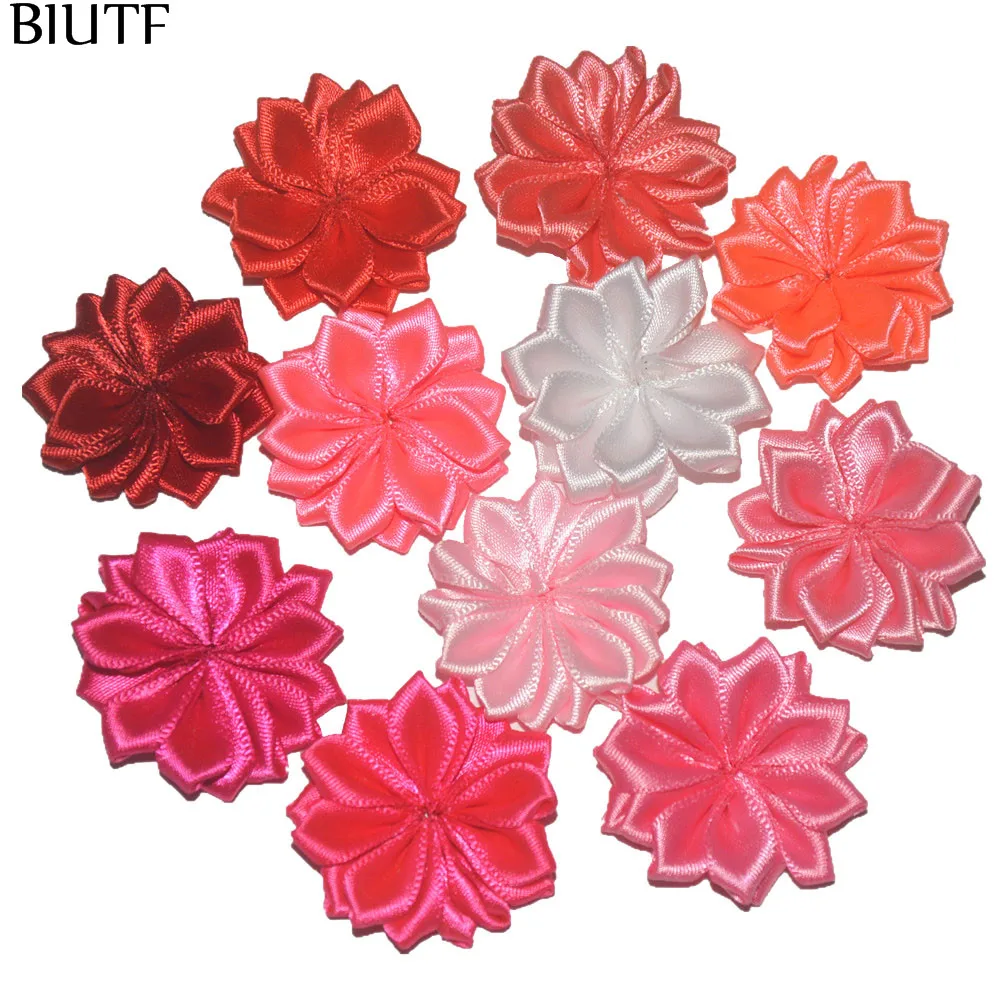

45pcs/lot 3.5cm Handmade Mini Silk Satin Flower 16 Petals for Little Girl Headband DIY You Pick Color TH241