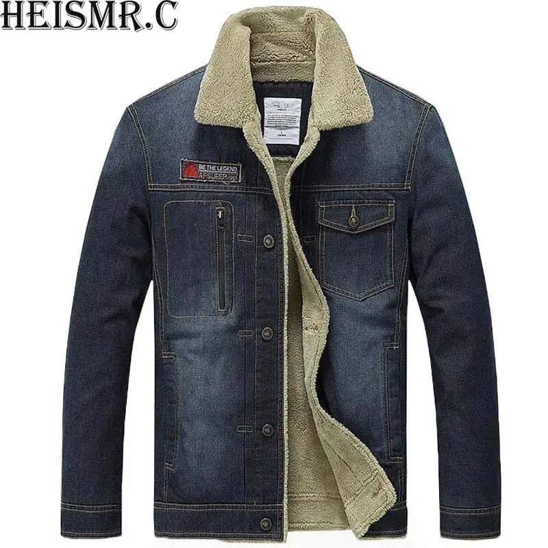 

HEISMR.C Men'S Denim Jacket Mens Winter Jacket And Coat Man Plus Velvet Thick Cashmere Parka Coat Mens Brand Outwear PJK116