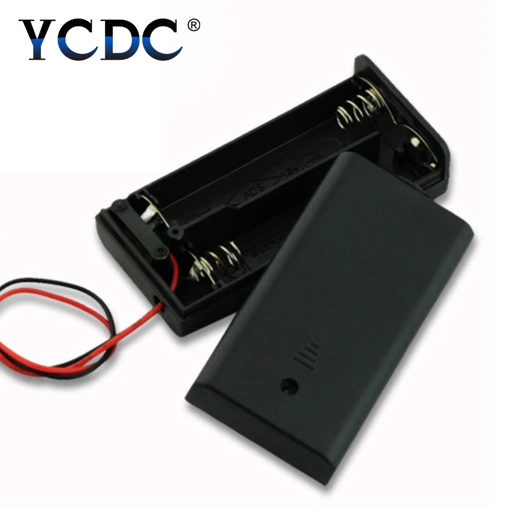 

For 14500 AA Batteries Standard Slot Holder Box Case With Switch Stack 3V 2.4volt 2 AA 2A Battery Holder Box Case + On/Off