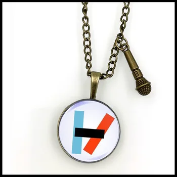 twenty one pilots alternative band blurryface microphone necklace glass cabcochon pendant 2017 new drop shipping NW2080