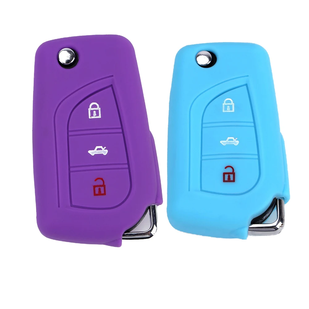 

Car Key Cover Case For Toyota Auris Corolla Avensis Verso Yaris Aygo Scion TC IM 2018 2019 Silicone Auto Remote Key Fob Shell