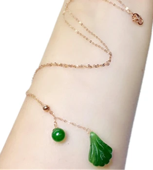 

New 18K gold inlaid natural Hetian jasper small shell pendant necklace with certificate