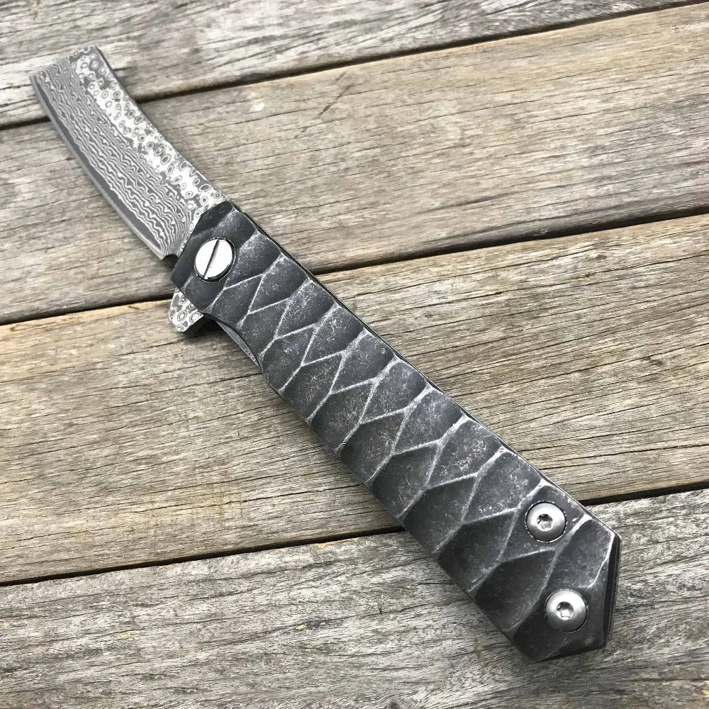 LDT Twosun Razor Folding Knife Tanto Damascus Blade Steel Handle Butcher Knives Flipper Camping Survival Hunting Knife EDC Tools LDT Twosun Razor Folding Knife Tanto Damascus Blade Steel Handle Butcher Knives Flipper Camping Survival Hunting Knife EDC Tools