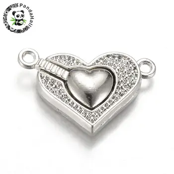 

alloy magnetic clasps, heart, Metal, 16x25x6.5mm, hole: 1.5mm