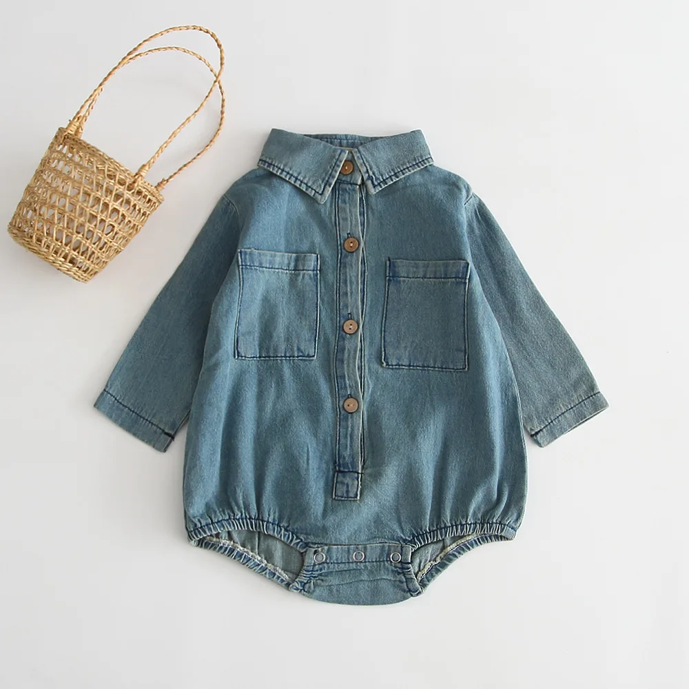 Newborn Baby Romper Denim New Born Baby Clothes Long Sleeve Infant Baby Boy Girl Romper Clothes Infant Toddler Jumpsuit Clothes