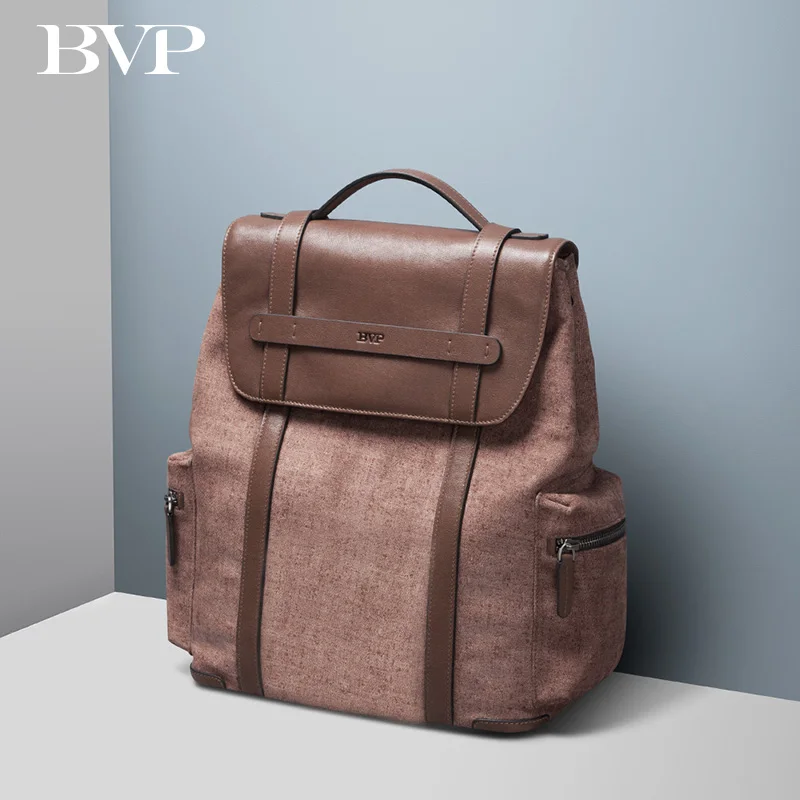 Рюкзак BVP для мужчин вместительный Деловой из коровьей кожи 14 дюймов 50|brand leather