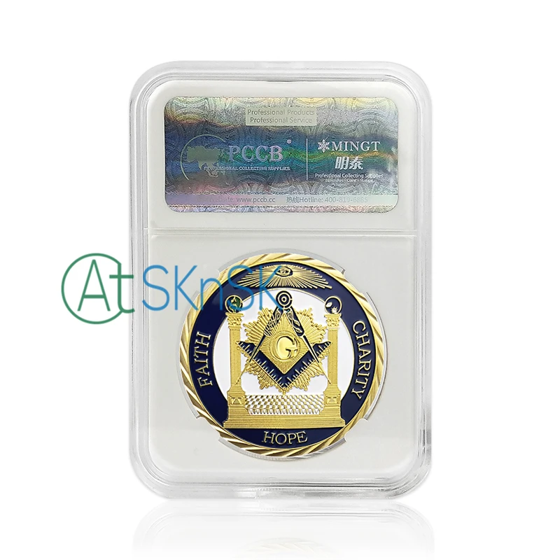 5 видов конструкций Mason Masonic Symbols масонский вызов монеты сувениры памятные Мятные коллекционные монеты подарки с держателем для PCCB