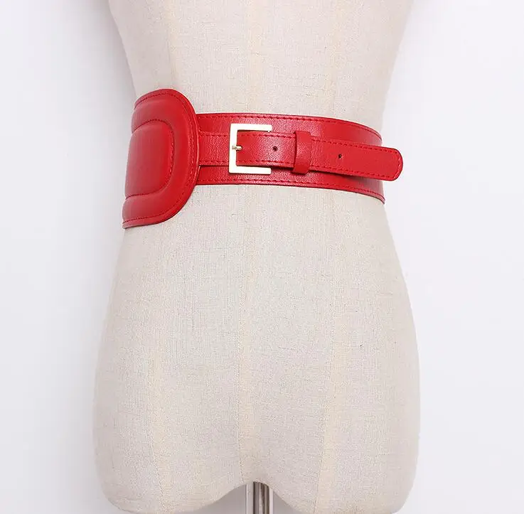 Women's runway fashion pu leather Cummerbunds female Dress Corsets Waistband Belts decoration wide belt R1650 - Цвет: red