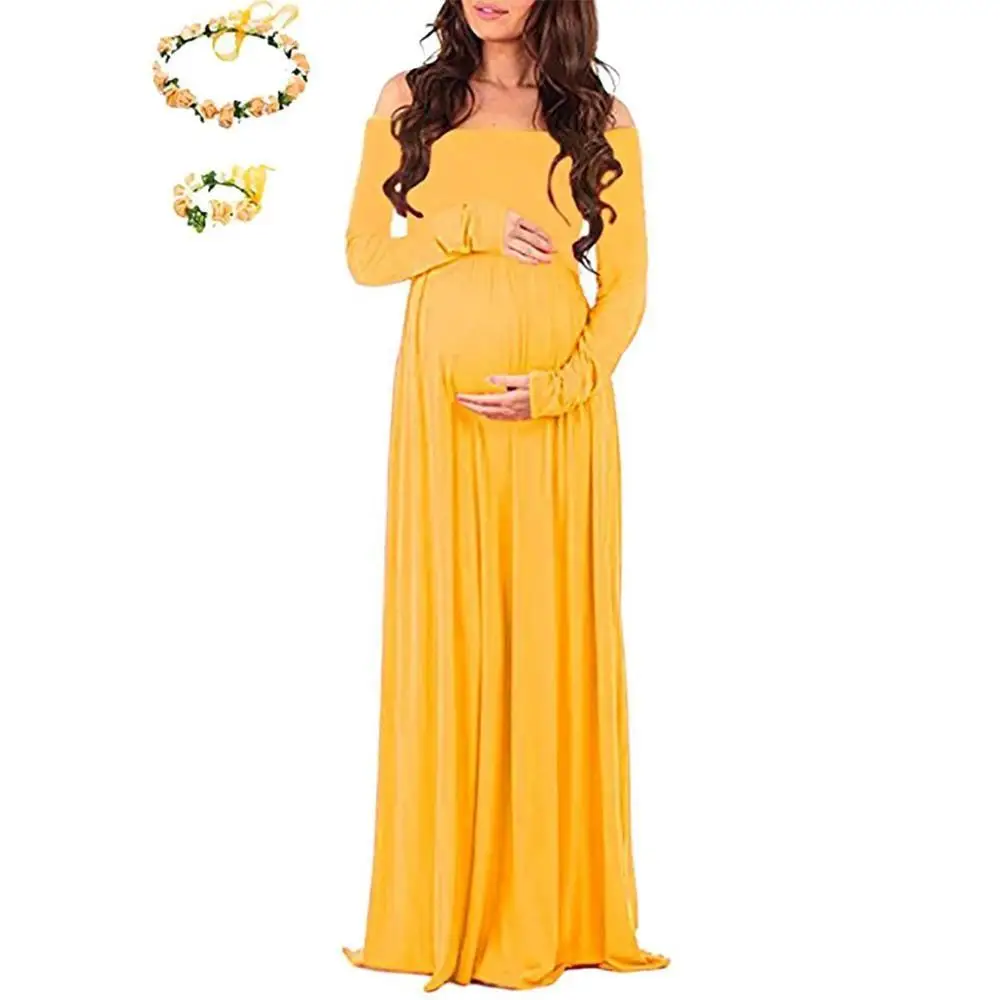 Одежда для беременных реквизит для фотосъемки платье для беременных с длинным рукавом для будущих мам Платье для фотосессии платье для беременных - Цвет: Yellow