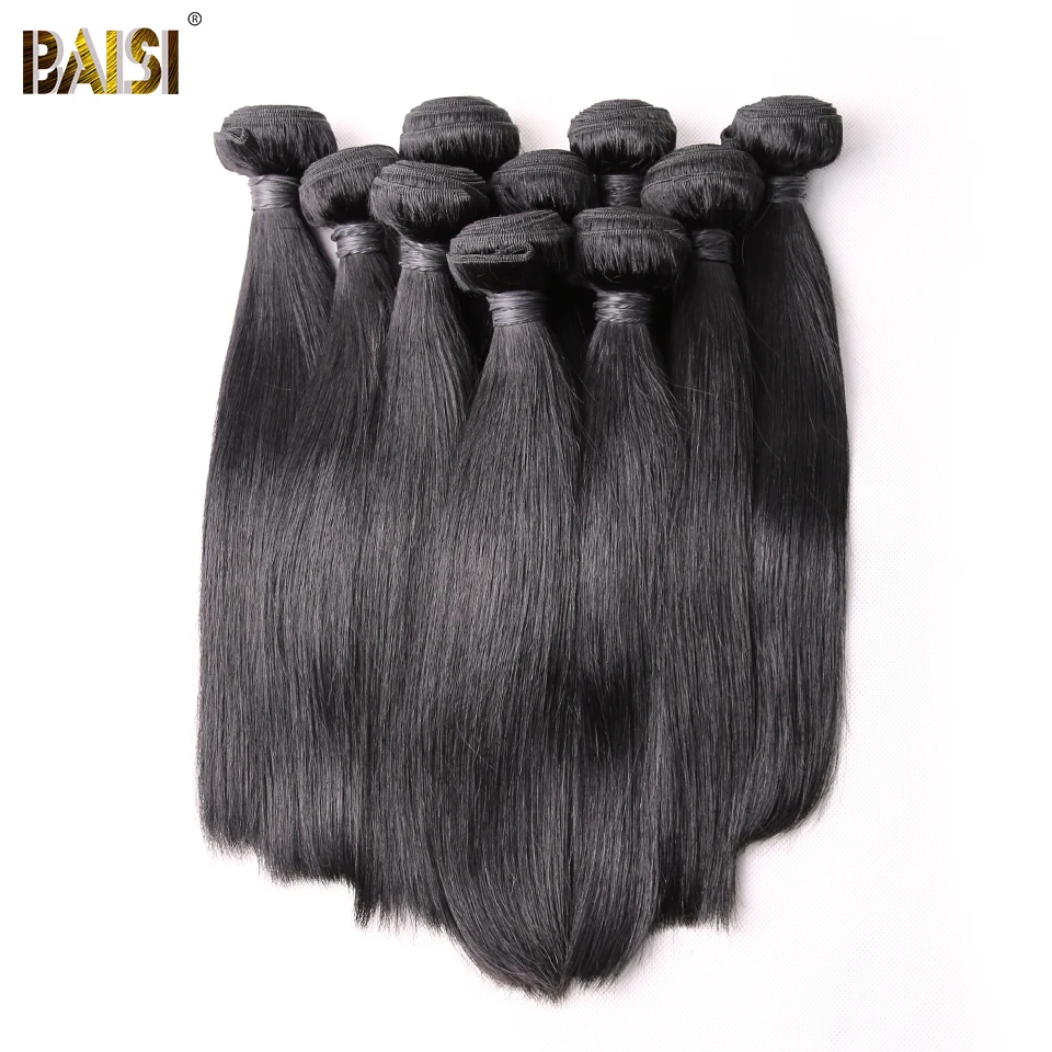 BAISI волосы бразильские прямые волосы Реми пучки 100% человеческих волос для наращивания 10 пучков оптовая продажа