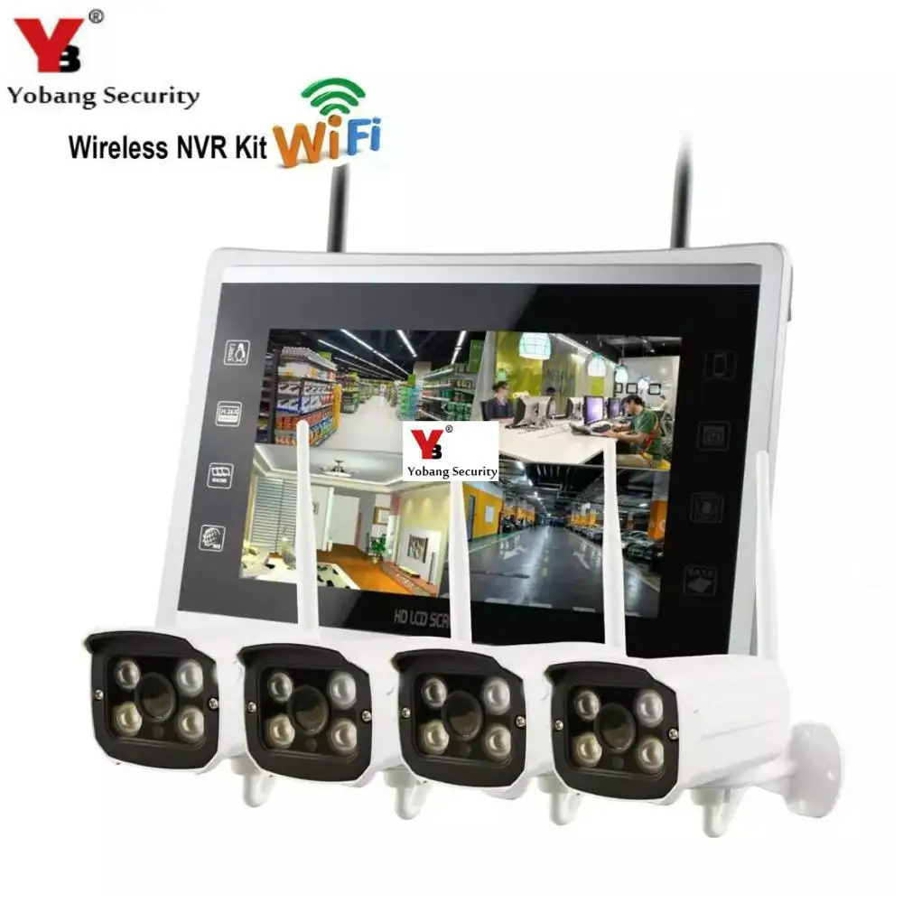 Yobang, безопасность 12 дюймов, монитор, беспроводная система видеонаблюдения, уличная, 960 P, ip-камера, wifi, водонепроницаемая, видеонаблюдение, CCTV, NVR, комплект - Цвет: 12NVR4001