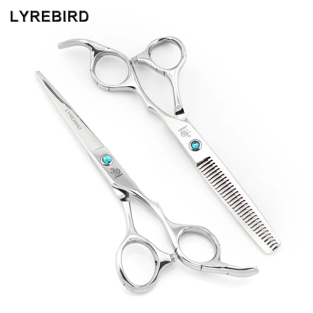 

Hairdressing scissors 5.5 INCH 6 INCH Japan Hair Cutting Scissors Popular Anti-slip handle Green stone screw Lyrebird NEW