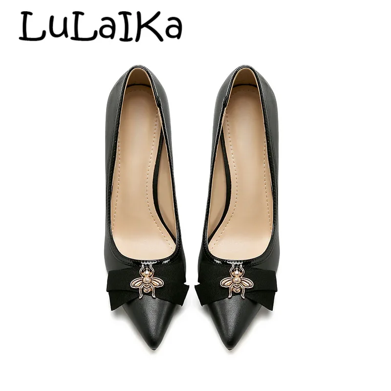 

2018 Shoes Women Cute Bee Decoration Pumps Ladies Bowknot Career Parties Shoes Woman 5.5cm 7cm 9cm High Heels Shoes