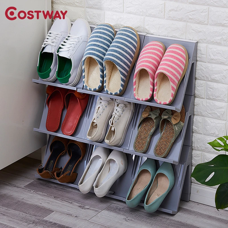 

COSTWAY Simple Multifunctional Plastic Shoes Rack Shoe Box Shoes Organizer Living Room Bedroom Storage Furniture W0301