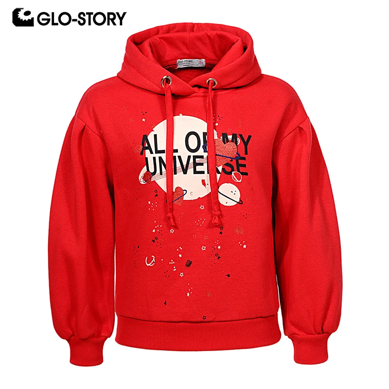 

GLO-STORY Ship From EU Teenage Children Girls Fashion Letter Pattern Loose Knitted Sweatshirts Kids Fleece Hoodie Clothes 6871