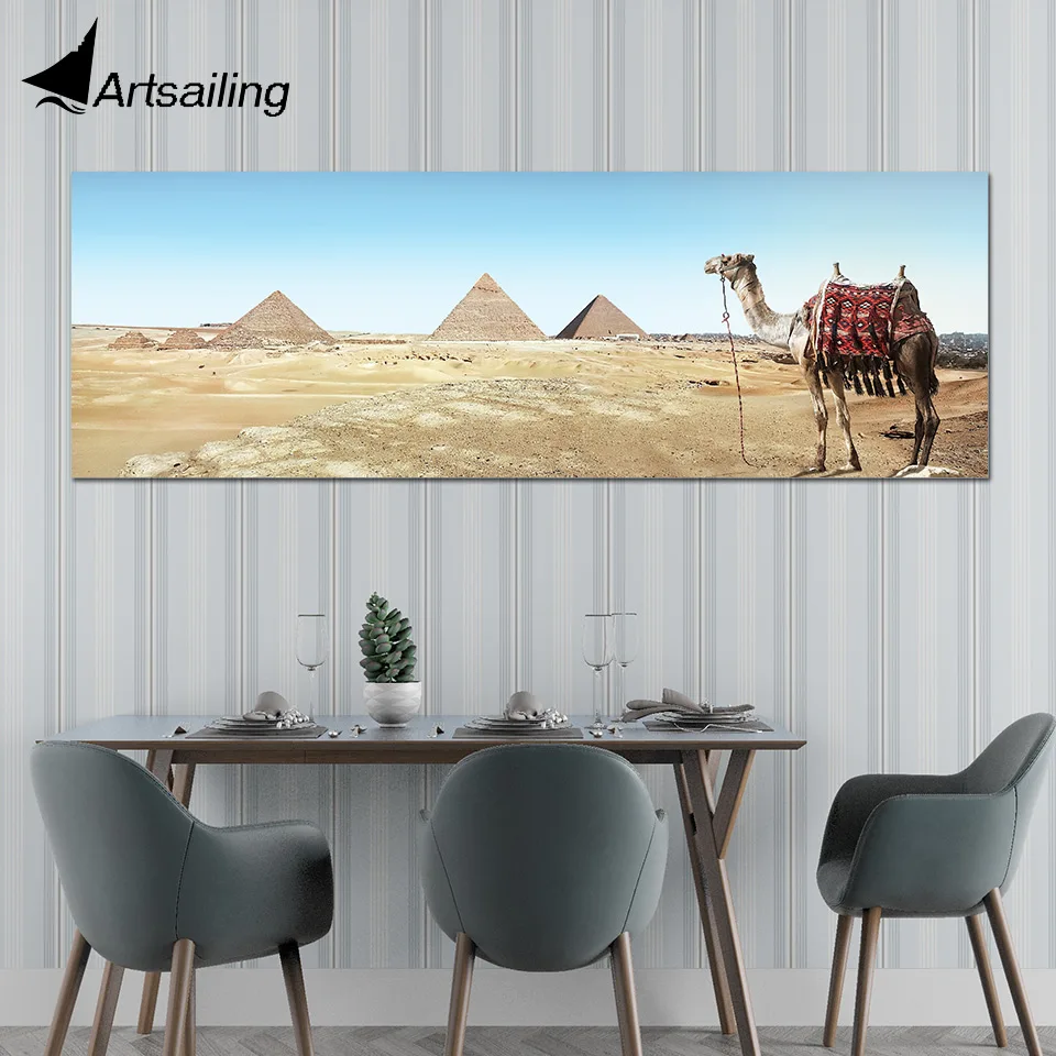 

HD Decor Canvas pyramid Painting Desert camel Egypt Wall Art Picture Canvas Prints Modern Wall Pictures for Living Room XA2804D