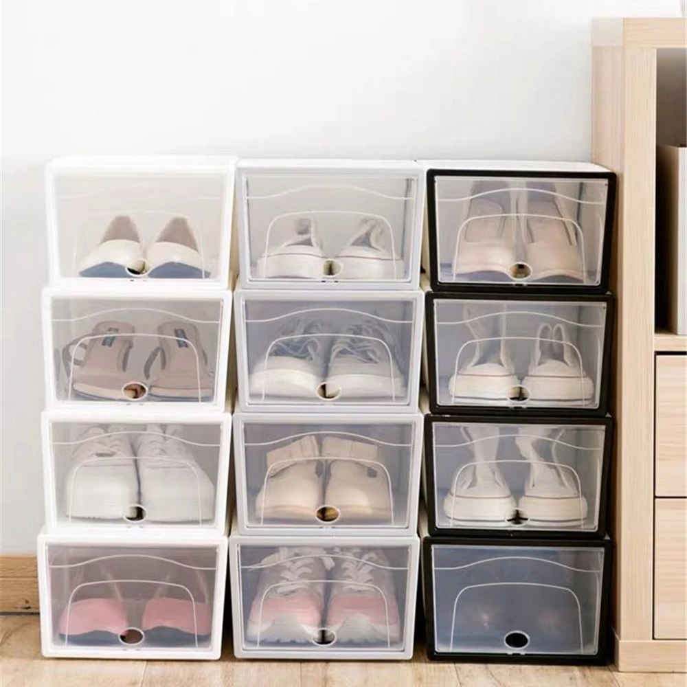 

Thickened flip shoes transparent Drawer Case Plastic Shoe Boxes Stackable Box storage box shoe storage organizer Stand Shelf