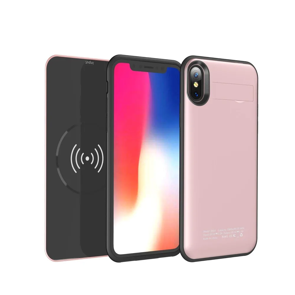 

Battery Power Bank Case For iPhone X 10 Wireless Charging Case For iPhone X Case 5000mAh External Battery Wireless Charger