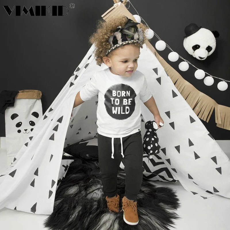 

In the spring of 2018 male children Born to be wild child trousers two letters T-shirt suit speed sell tong