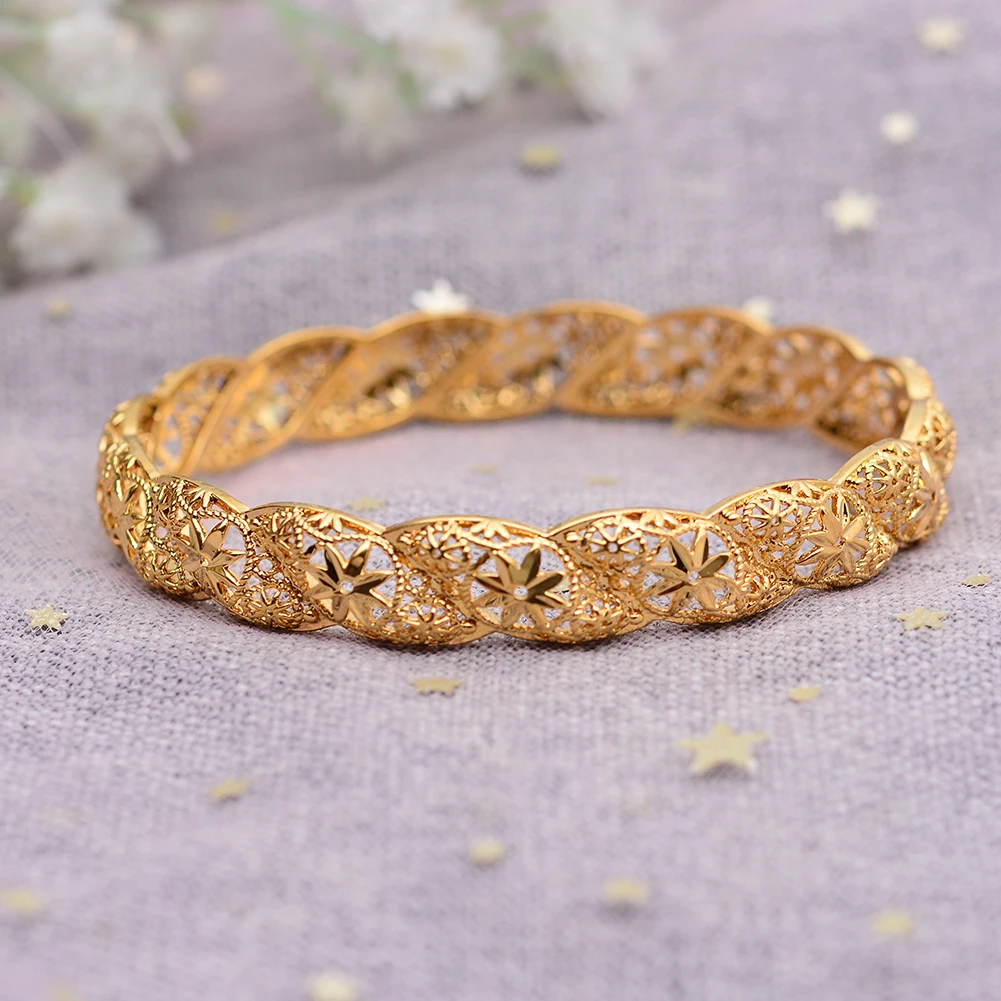 

WANDO 1Pcs Gold Color Pattern Wedding Copper Jewelry Bangles For WomenAfrica/Arab/Middle Eastern wb38