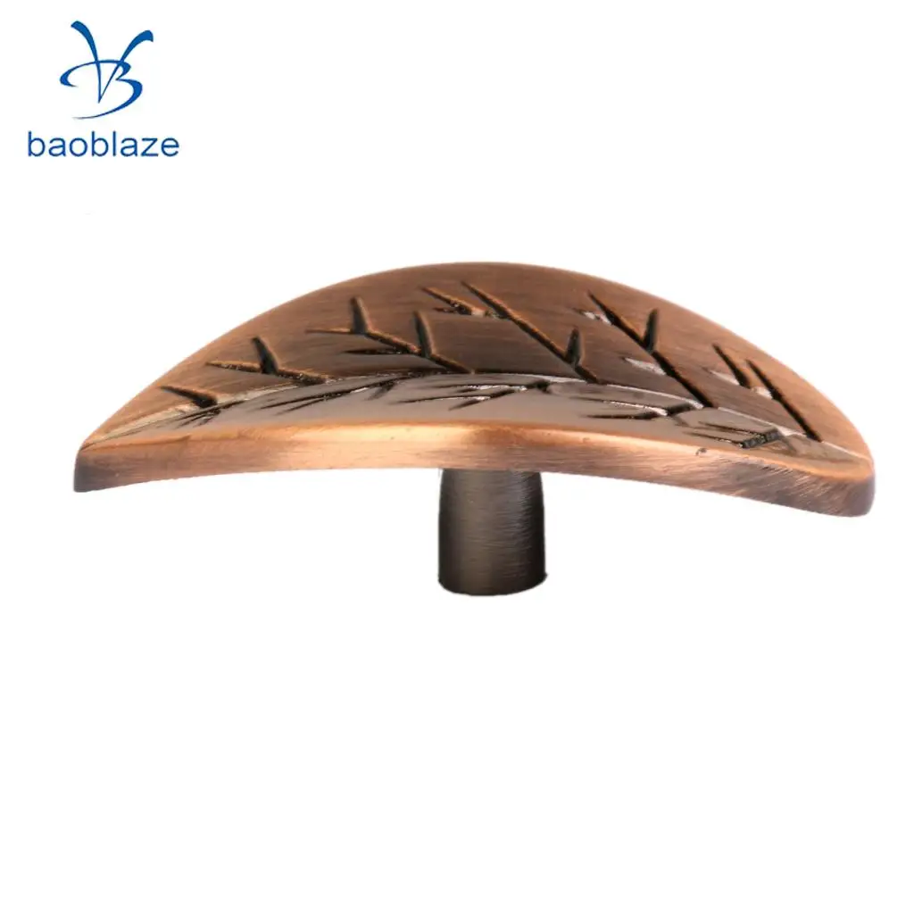 4x Zinc Alloy Leaf Design Furniture Pull Handle Knob for Door Drawer Wardrobe Cabinet 4.6x3cm