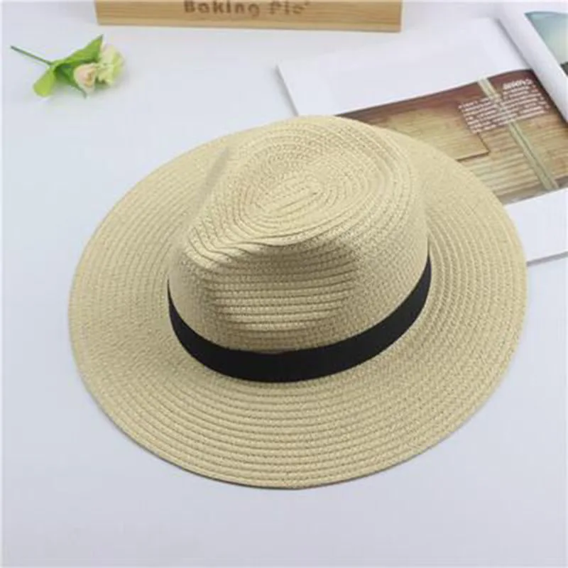 Ladies Beach Hat Wide Brim Straw Panama Roll up Hats Sea Sun Caps Golf pxg Summer Female Jazz Visor Cap Outdoor Camping Vacation (11)