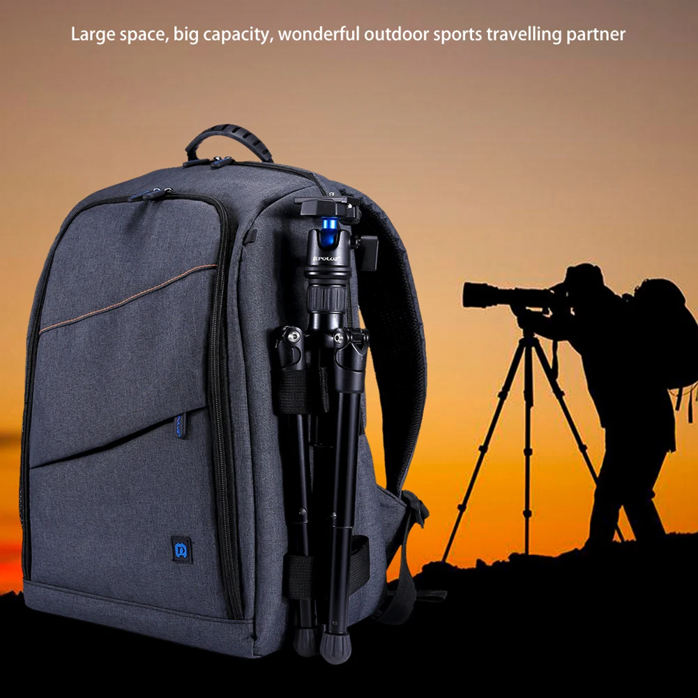 

PULUZ Large Capacity Waterproof Cameras Laptops Tablets Travel Bags Backpack Two Layers Design Durable With USB Charging Port