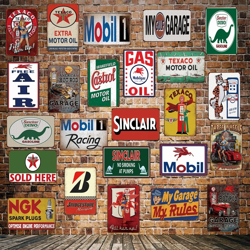 

[ Mike86 ] TEXACO MOBIL Castrol Sinclair ESSO Motor oil Metal Sign Wall Plaque Poster Painting art Christmas Decor Art FG-518