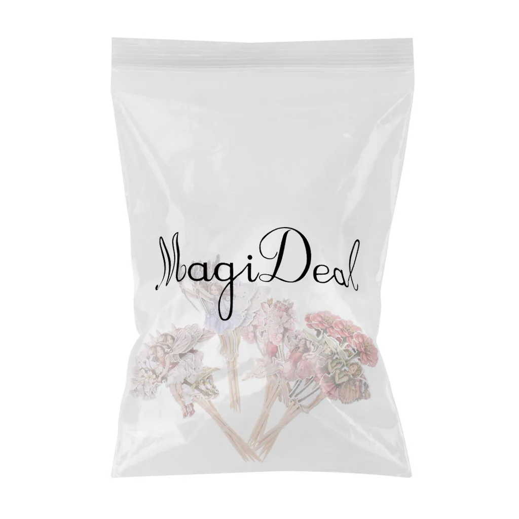  MagiDeal Set of 24pcs Novelty Flower Fairy Pixie Cupcake Food Picks Baby Shower Party Favors Cake Decorating Supplies